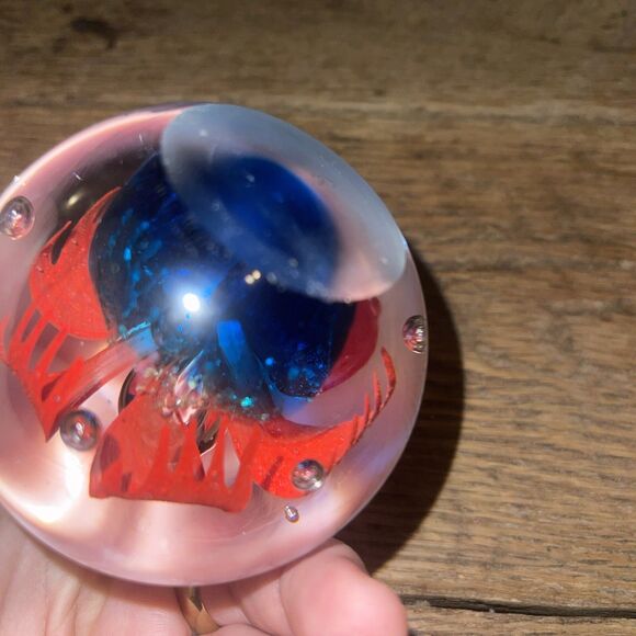 Hand Blown Glass Paperweight - Flower - Dichroic Acrylic - 3 inch - Picture 4 of 7